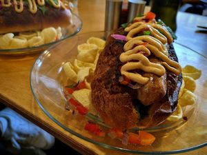 Vegan South American hot dog at Papercup Coffee Company in Glasgow