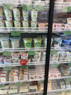 Vegan dairy  at Bio-Barát Biobolt in Budapest