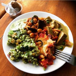 selection from the buffet at Heart and Soul Organic Chai Cafe in Cronulla