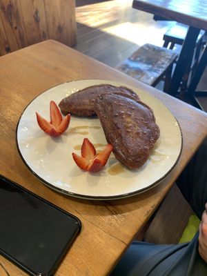 Vegan French toast without all the toppings  at Heart and Soul Organic Chai Cafe in Cronulla