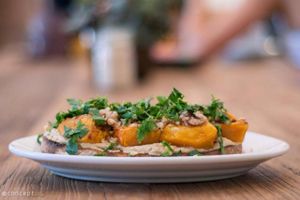 Organic Sourdough Toast with Roast Pumpkin and Walnuts at Heart and Soul Organic Chai Cafe in Cronulla