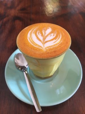Tuneric latte  at Heart and Soul Organic Chai Cafe in Cronulla