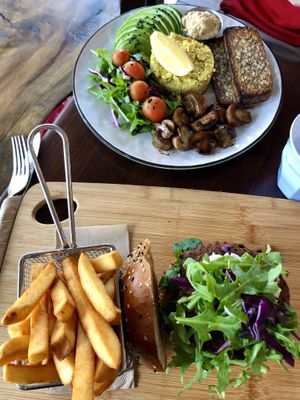 Burger + big breakfast  at Heart and Soul Organic Chai Cafe in Cronulla