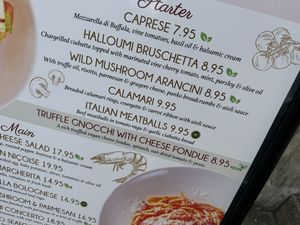 vegan menu  at Caffè Concerto - Piccadilly in London