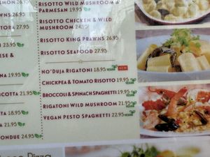 vegan menu  at Caffè Concerto - Piccadilly in London