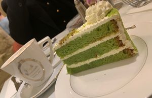 Pistachio Cake slice  at Caffè Concerto - Piccadilly in London
