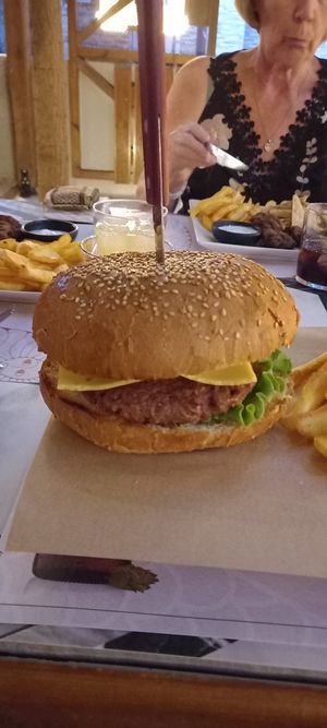 Beyond burger at Libre Garden in Pefkochori