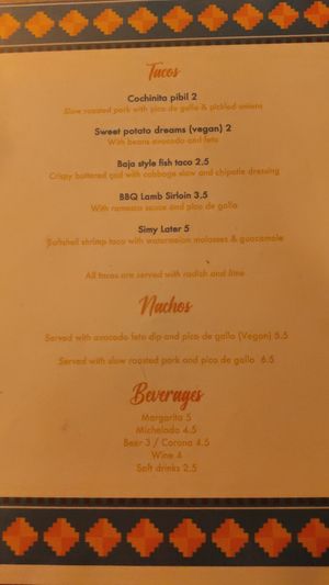 Menu ask for daily specials at Taqueria Muchachos in Rhodes