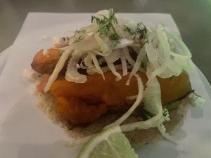 Sweet potato taco  at Taqueria Muchachos in Rhodes