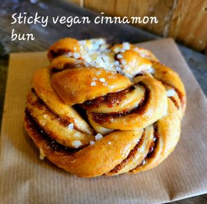 Cinnamon Bun?....Cinnamon Yum!!! 100% Vegan, sticky and moreish. Best served with a piping hot cuppa.  at Curran Geal in Edinburgh