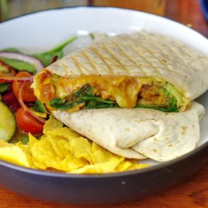 Refried bean and cheese wrap at Curran Geal in Edinburgh