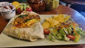 Refried beans with Mexican Rice at Curran Geal in Edinburgh
