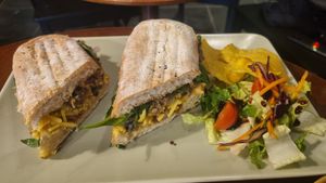 Spicy Vegetarian Haggis with Cheddar Cheese at Curran Geal in Edinburgh