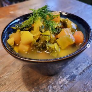 Farmer's country vegetable broth at Curran Geal in Edinburgh