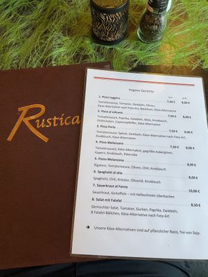 Vegan menu at Pizzahaus Rustica in Saarburg