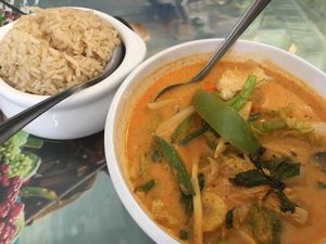 #72 Vegetable curry with brown rice at Char's Thai Restaurant in Tucson