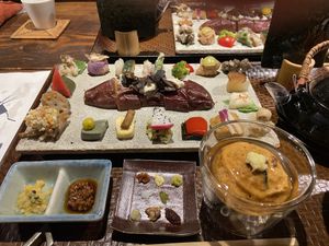 Our stunning set meal  at AWOMB Nishikiyamachi in Kyoto