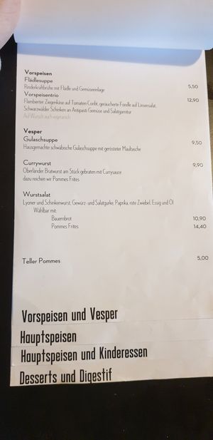 Speisekarte (Pommes) at Wanderheim Rossberghaus in Reutlingen