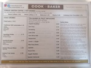 Menu at Cook & Baker in Godshill