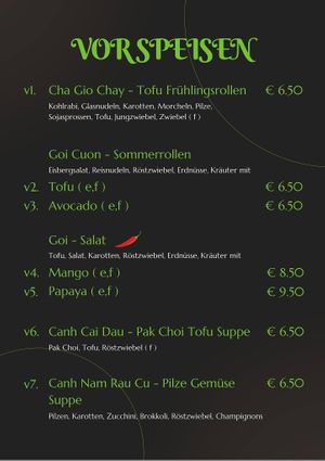 Vegetarian menu - Page 1  at Lily's Kitchen in Linz