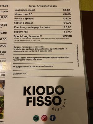 Menu burger artigianali  at Kiodofisso in Lecce
