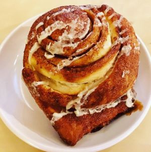 cinnamon roll at Mud Pie Vegan Bakery and Coffee in Kansas City