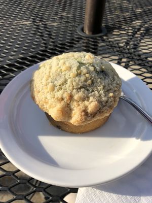 Lemon blubbery muffin. So fluffy! at Mud Pie Vegan Bakery and Coffee in Kansas City