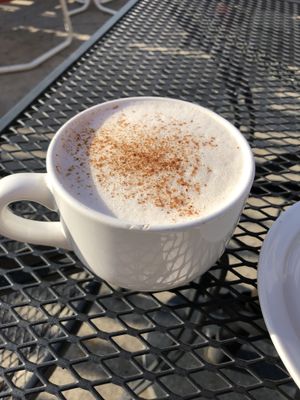 Chai latte with cashew milk at Mud Pie Vegan Bakery and Coffee in Kansas City