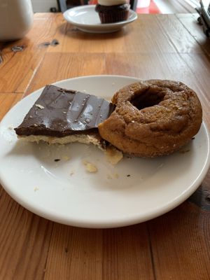 Pumpkin donut is amazing!! at Mud Pie Vegan Bakery and Coffee in Kansas City