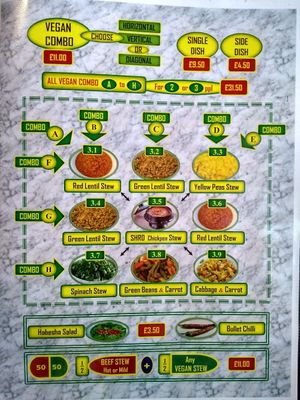 Amazing vegan matrix menu at Merkato in North London