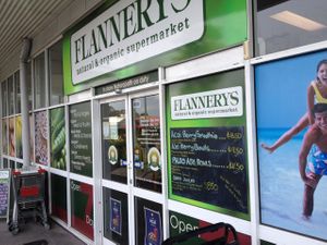 front door at Flannerys Natural and Organic Supermarket in Logan City