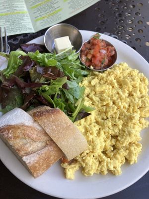 Vegan scramble. I’m not sure that the butter was plant-based and wasn’t worth the effort to find out    at Urth Caffé in Pasadena