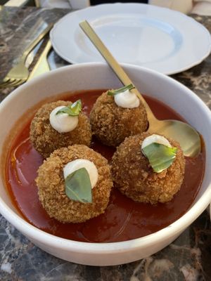 Meatballs - sauce didn’t taste homemade    at Gia in Toronto