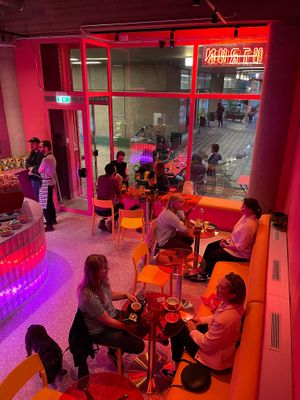 neon-lit at Outrun Cafe in Helsinki