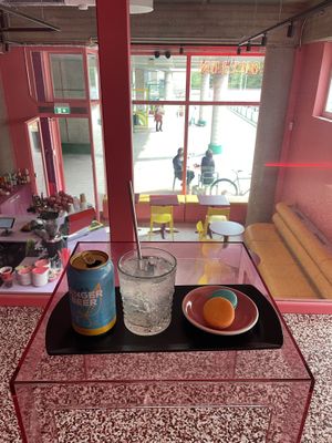 Vegan macarons at a fun café. Daytime on Friday was quiet.  at Outrun Cafe in Helsinki