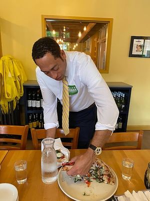 Phil about to enjoy a slice at Pizzeria Paradiso in Washington