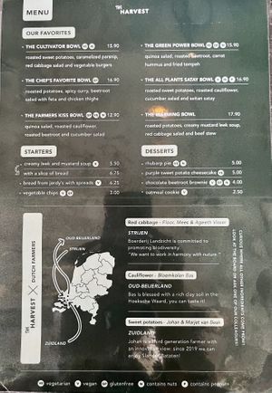 Menu pg. 2 as of 5/2023  at The Harvest in Delft
