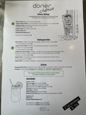Menu  at Adieu Paris - Döner Chérie in Cologne