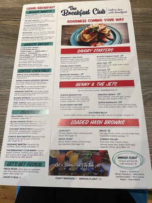 Menu  at The Breakfast Club in Des Moines
