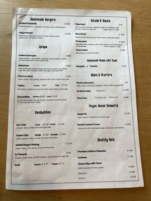 Menu  at Aubergini in Amsterdam