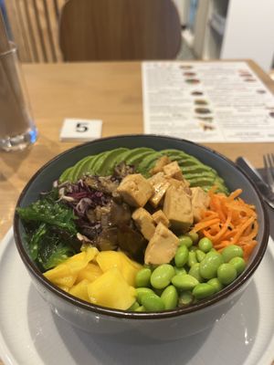 Vegan Poké Bowl +Tofu  at Aubergini in Amsterdam