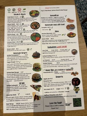 Menu  at Aubergini in Amsterdam