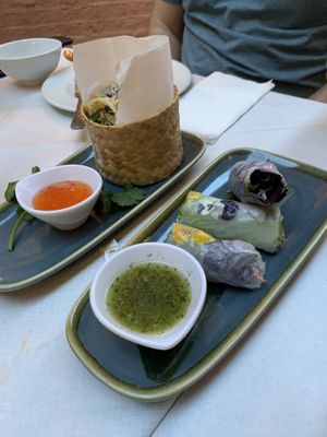 Spring rolls  at Mali Vegan Thai in South West London