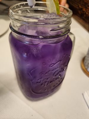 Butterfly Pea Flowe Ice Tea at Mali Vegan Thai in South West London