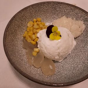 Coconut ice cream at Mali Vegan Thai in South West London