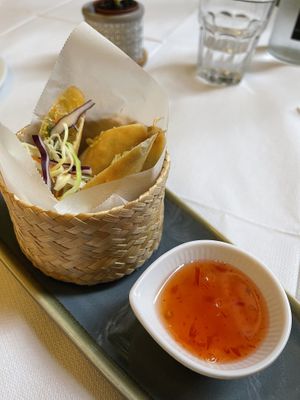 Veggie spring rolls with sweet chilli sauce  #Veganuary at Mali Vegan Thai in South West London