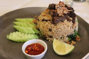 Stir fried rice with vegan beef   at Mali Vegan Thai in South West London