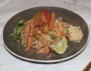 Pad Thai with crispy bean curd skin   at Mali Vegan Thai in South West London