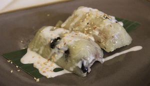 Thai Bananas in Sticky Rice, 'Khao Tom Madt’)   at Mali Vegan Thai in South West London