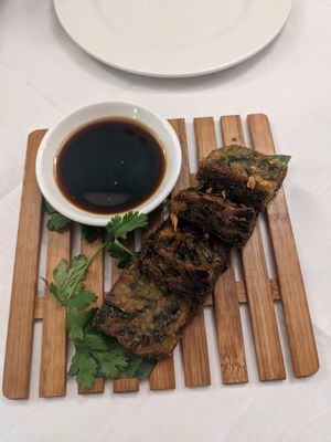 Chinese chive cakes at Mali Vegan Thai in South West London